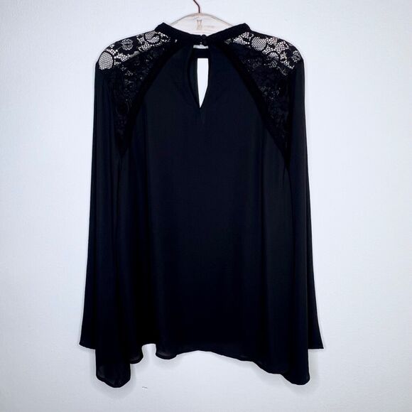 Torrid Womens Long Sleeve Blouse Plus Size 1X Lace Chiffon Flared Long Sleeve 1 - Picture 6 of 8